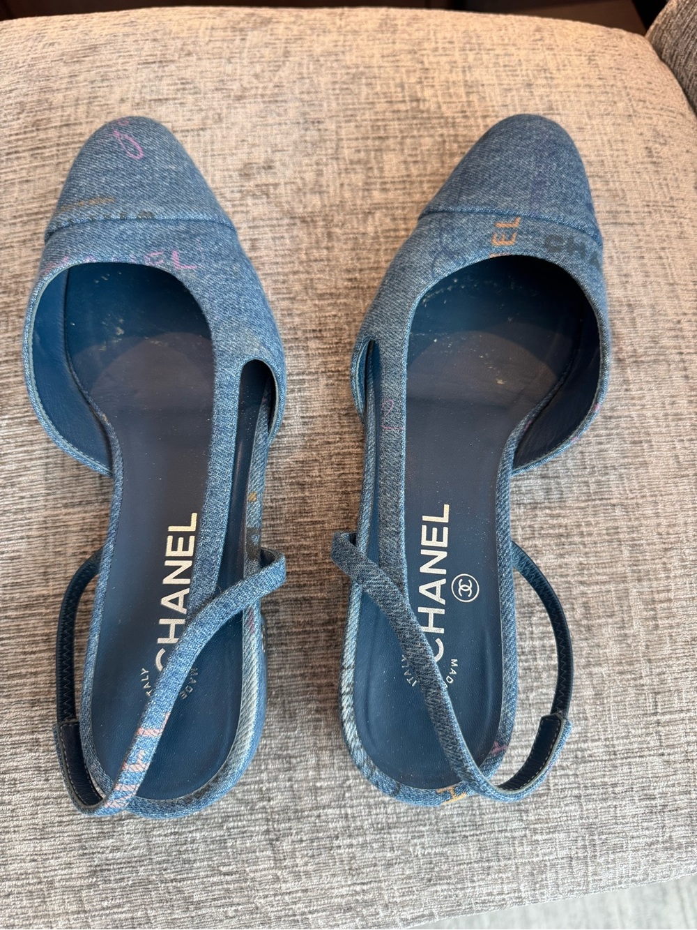 Chanel Denim Slingback Flats in Denim